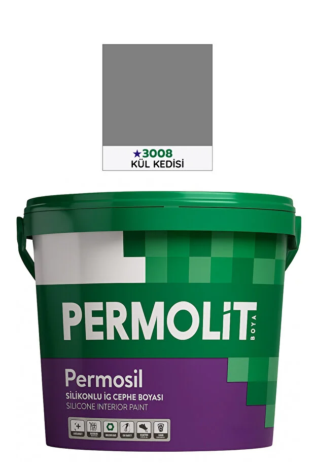 Permosil Silikonlu Silinebilir Su Bazlı İç Cephe Boyası Kül Kedisi